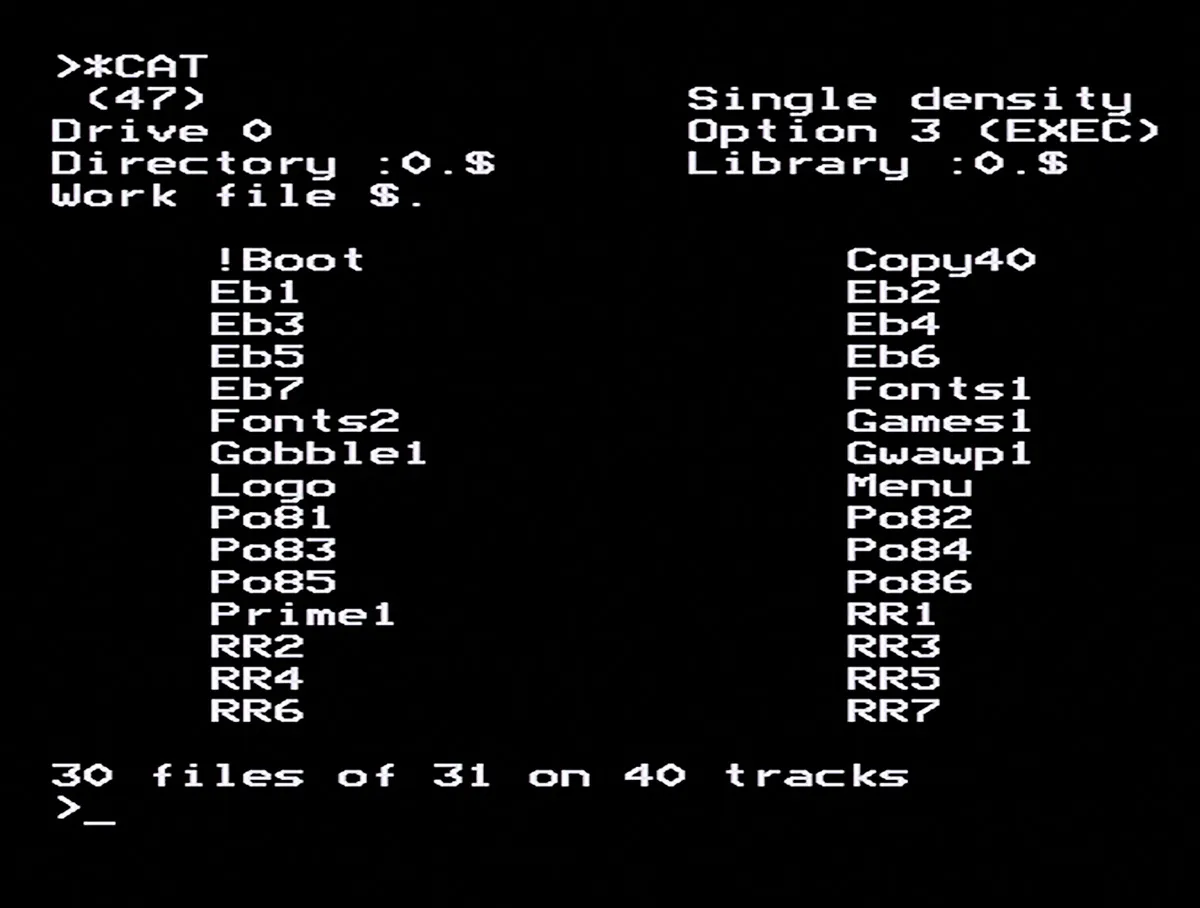 Floppy disk files list